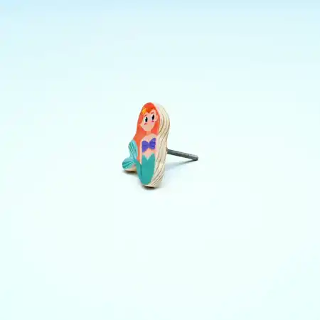 Handmade Pine Wood Mermaid Knob for Kids Furniture